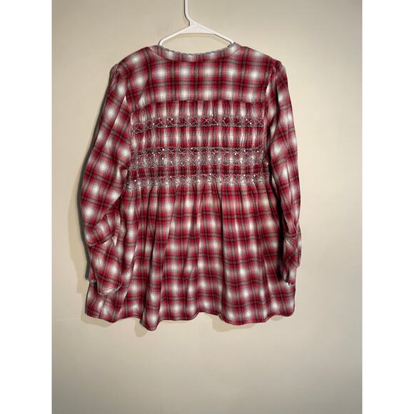 Sundance Red Plaid Flannel Sequin Blouse Top Size Large - Picture 7 of 10